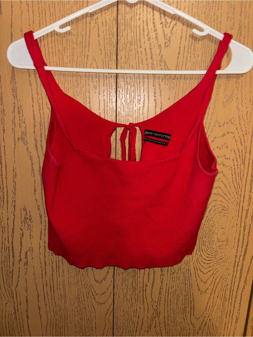 Urban Outfitters Bright Red Ribbed Tie-Back Crop Top